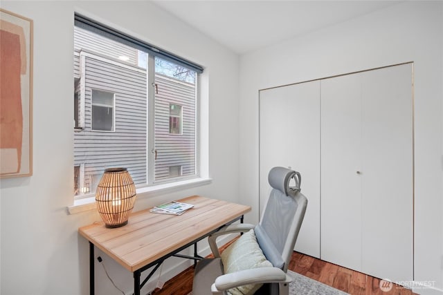 office with wood finished floors