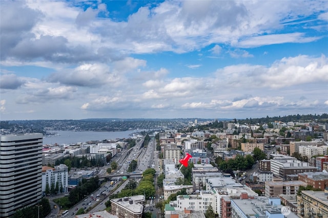 property's view of city with a water view