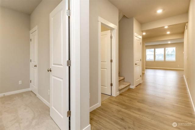 hall featuring light wood-type flooring