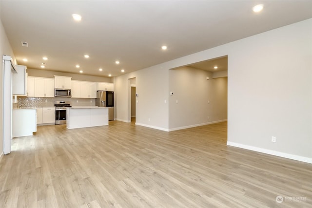 unfurnished living room featuring light hardwood / wood-style floors