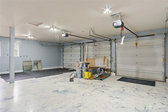 garage with a garage door opener