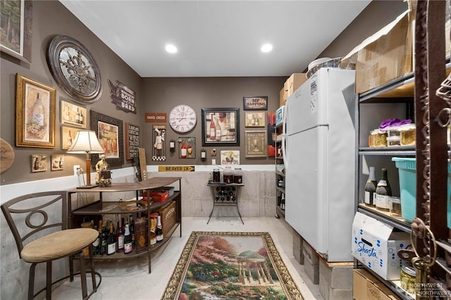 kitchen with white fridge