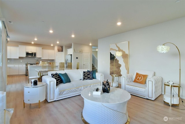 living room with light wood-type flooring