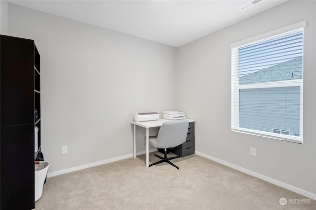 view of carpeted office