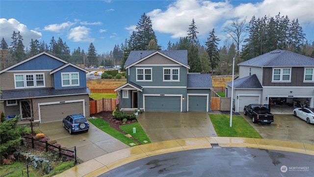 view of front of house with a garage