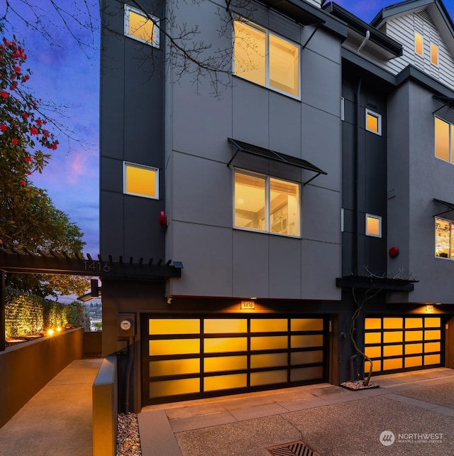 contemporary house featuring a garage