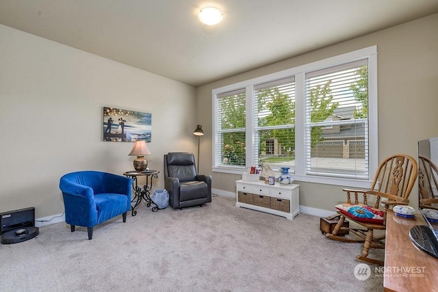 sitting room with light carpet