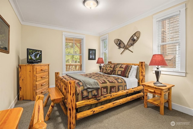 18 Primrose Ln, Pacific Beach, WA 98571 - carpeted bedroom featuring baseboards and ornamental molding
