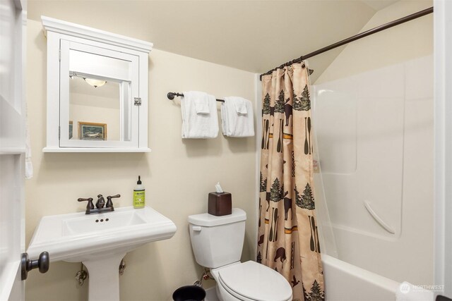 18 Primrose Ln, Pacific Beach, WA 98571 - bathroom with a sink, toilet, and shower / bath combo