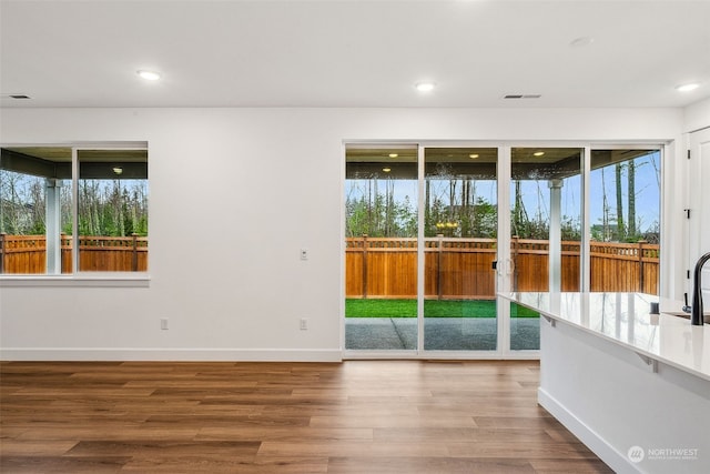 interior space featuring sink and hardwood / wood-style flooring