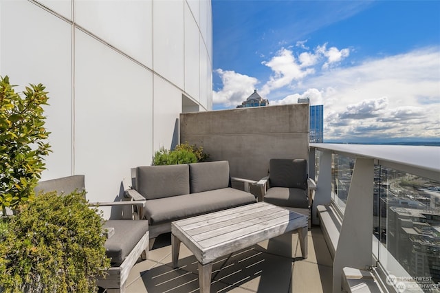 balcony featuring an outdoor living space