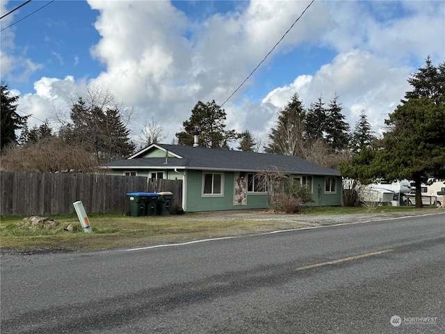 view of single story home