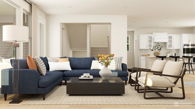 living room featuring light hardwood / wood-style floors