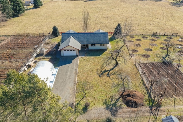 aerial view featuring a rural view