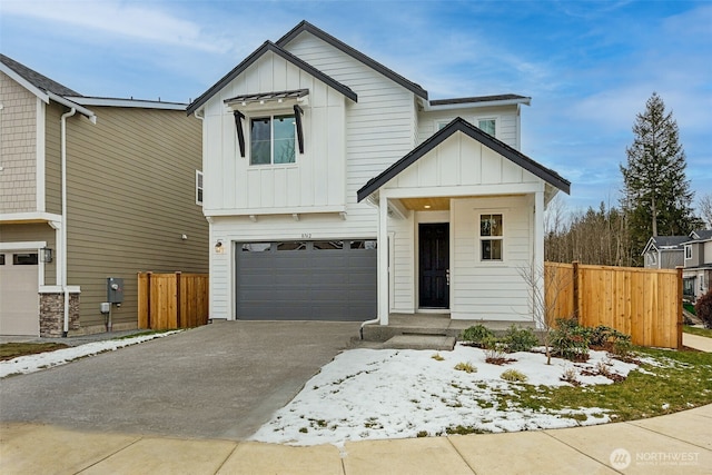 view of front of property with a garage