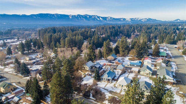 aerial view with a mountain view