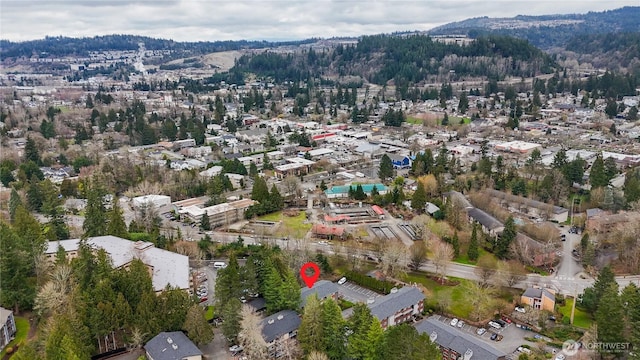 aerial view featuring a mountain view