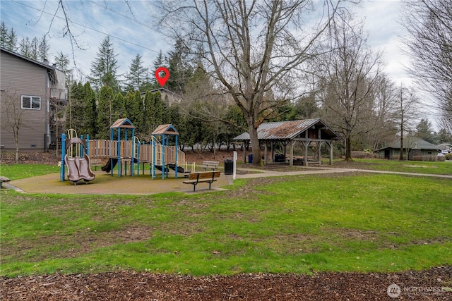 community playground with a lawn