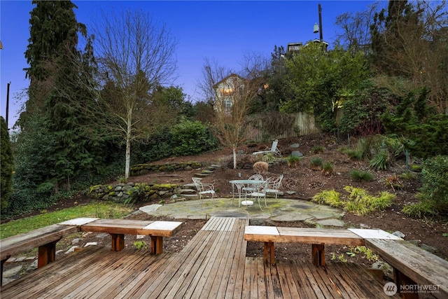 deck featuring a patio area