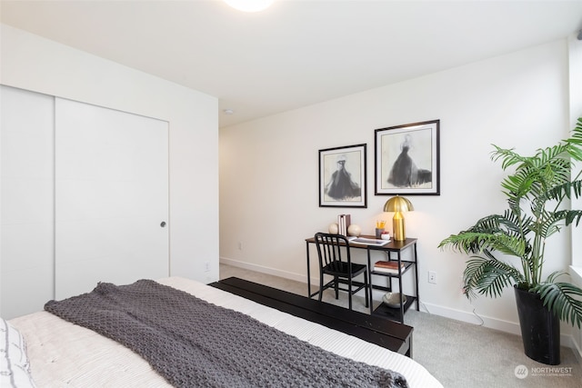 bedroom with a closet and carpet