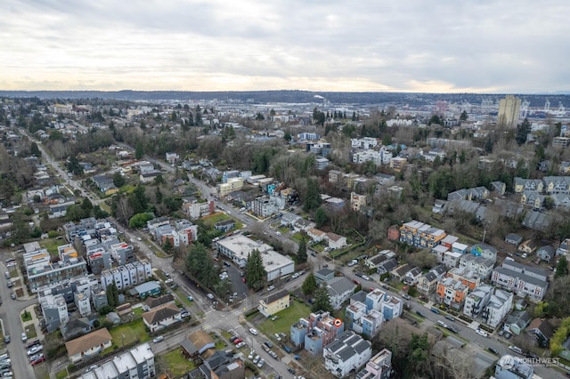 view of aerial view at dusk