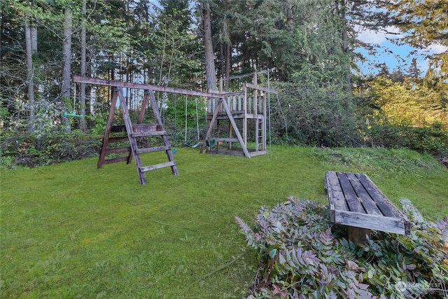 view of yard with a playground