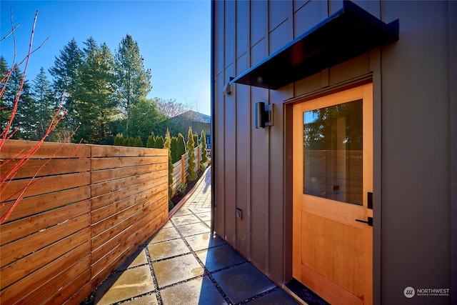 entrance to property featuring a mountain view