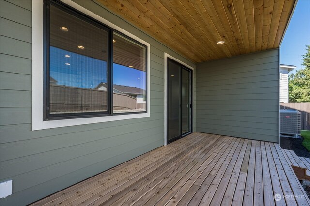 wooden deck with central AC