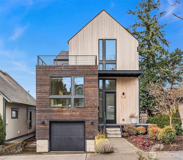 contemporary house featuring a garage