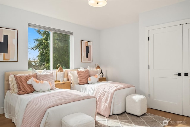 bedroom featuring light hardwood / wood-style floors