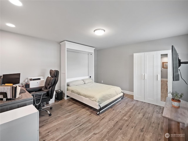 bedroom featuring light hardwood / wood-style floors