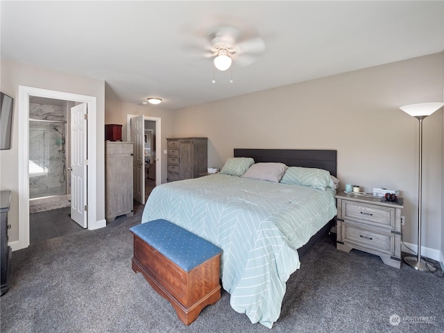 carpeted bedroom with connected bathroom