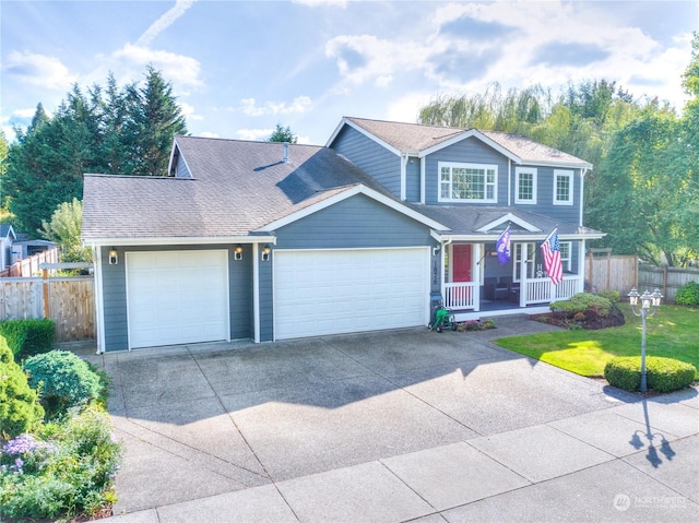 view of front of home with a garage and a front lawn