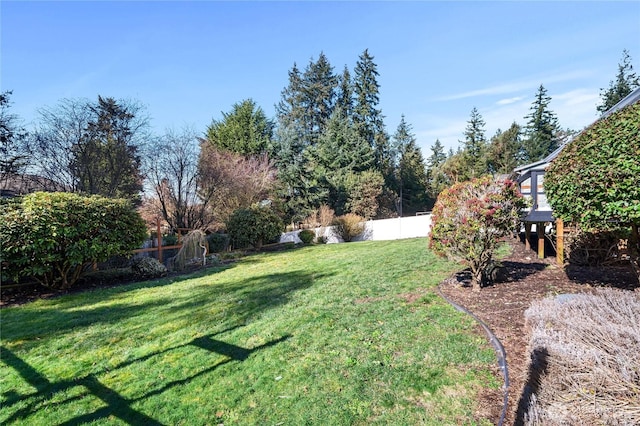 view of yard featuring a fenced backyard