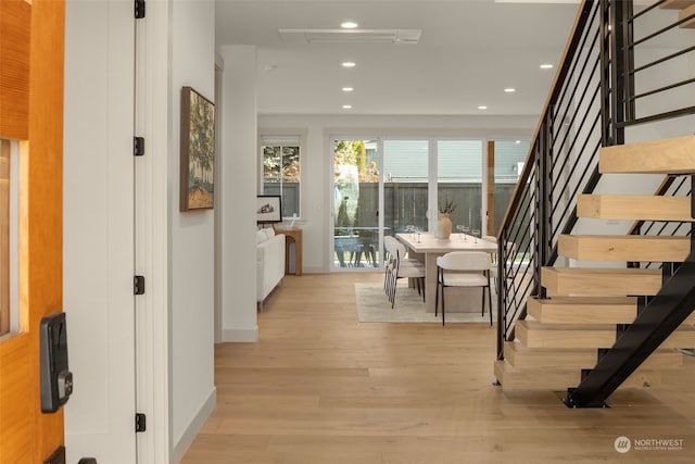 interior space with light hardwood / wood-style floors