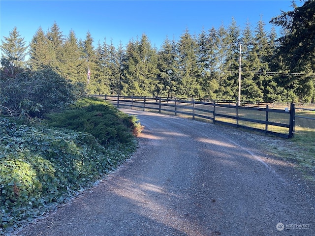 view of street with a rural view