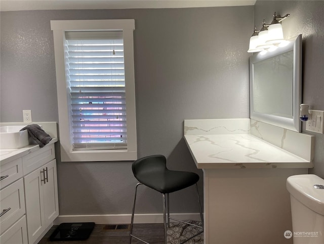 bathroom with vanity and toilet