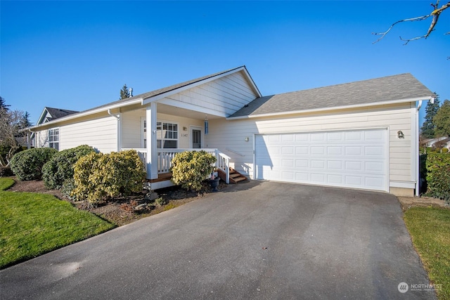 single story home with a garage