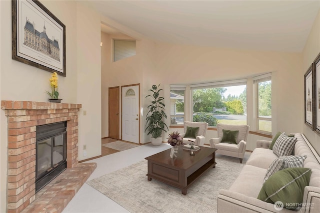 34126 30th Ave SW, Federal Way, WA 98023 - living room featuring a fireplace and lofted ceiling
