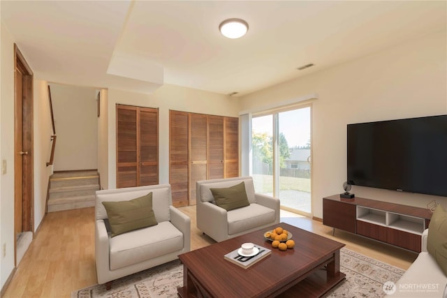 34126 30th Ave SW, Federal Way, WA 98023 - living area with stairs and light wood-style floors