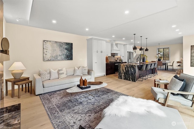 living room featuring light hardwood / wood-style floors