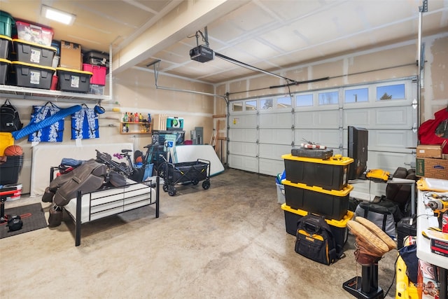 garage featuring a garage door opener and electric panel