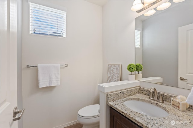 bathroom with vanity, plenty of natural light, and toilet