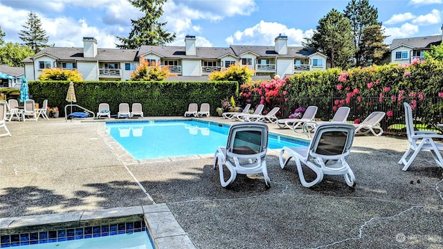 view of swimming pool featuring a patio