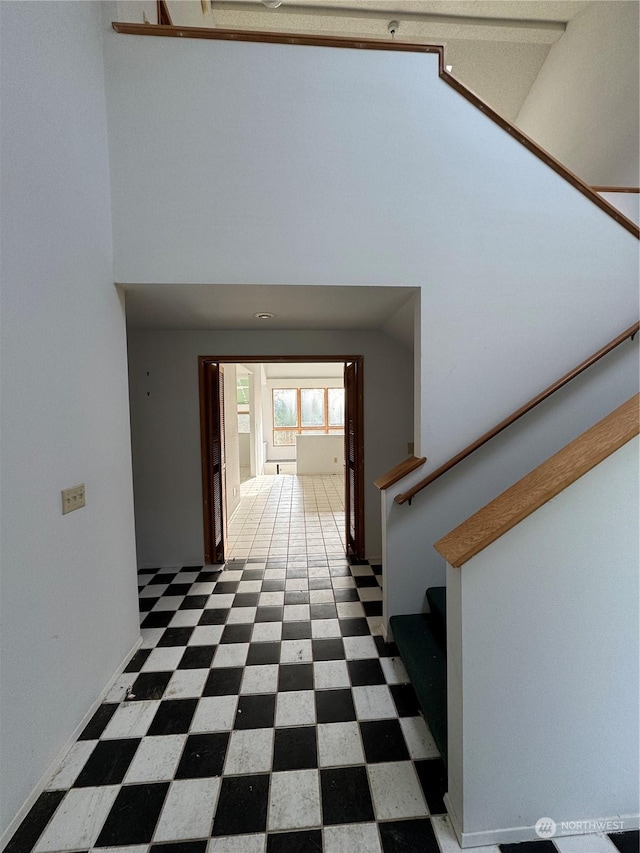 hall with a towering ceiling