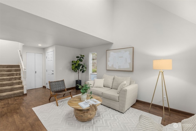 living room with hardwood / wood-style flooring