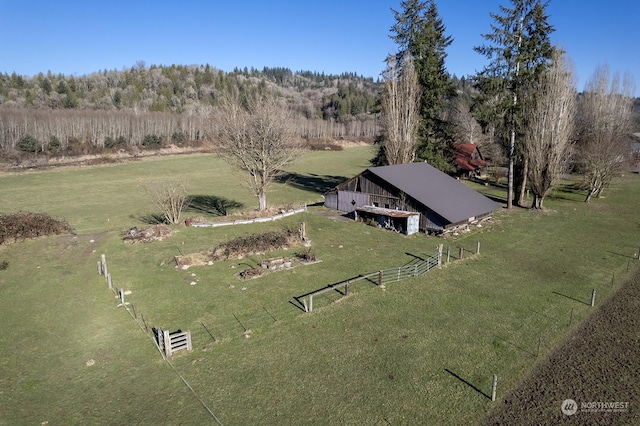 bird's eye view featuring a rural view