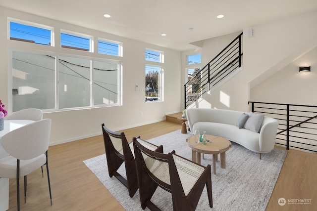 living room with light wood-type flooring