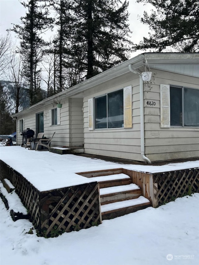 view of snowy exterior