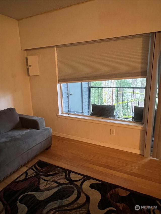 living room with wood-type flooring